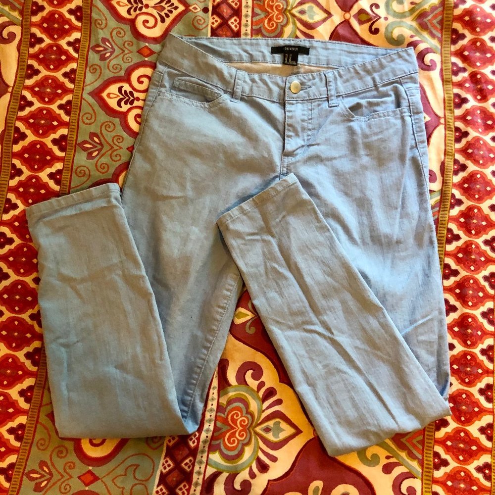 Forever 21 Skinny Chino Blue Pants, Size 27